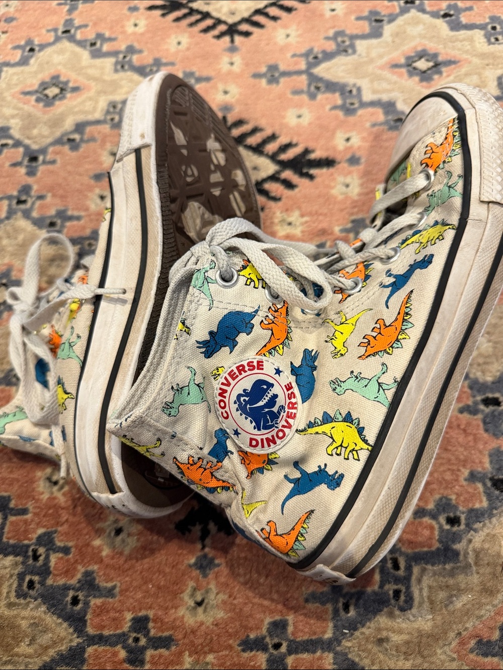Converse Dinoverse High-Top Sneakers with Colorful Dinosaur Print